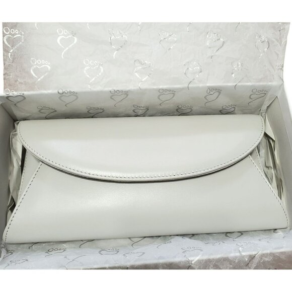 Sole Bliss Envelope Clutch Crossbody Purse Bag Jenna Gray Leather Chain Strap - Picture 2 of 16